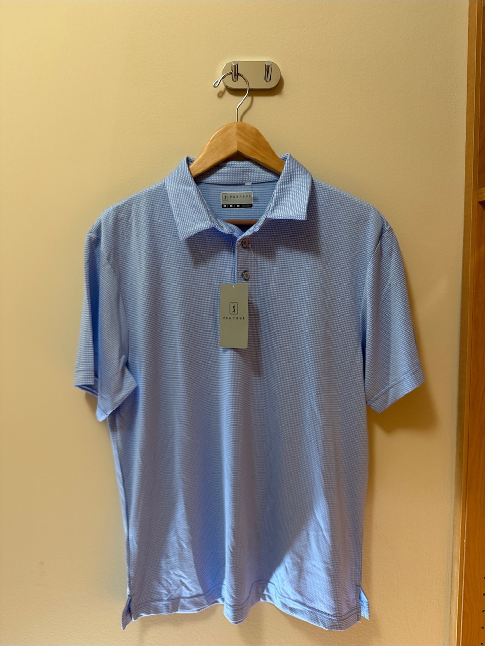 PGA Tour Light Blue Micro-Stripe Polo